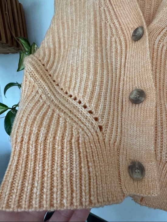 Mango Light Peach Ribbed Button-Front Cardigan - Picture 4 of 5